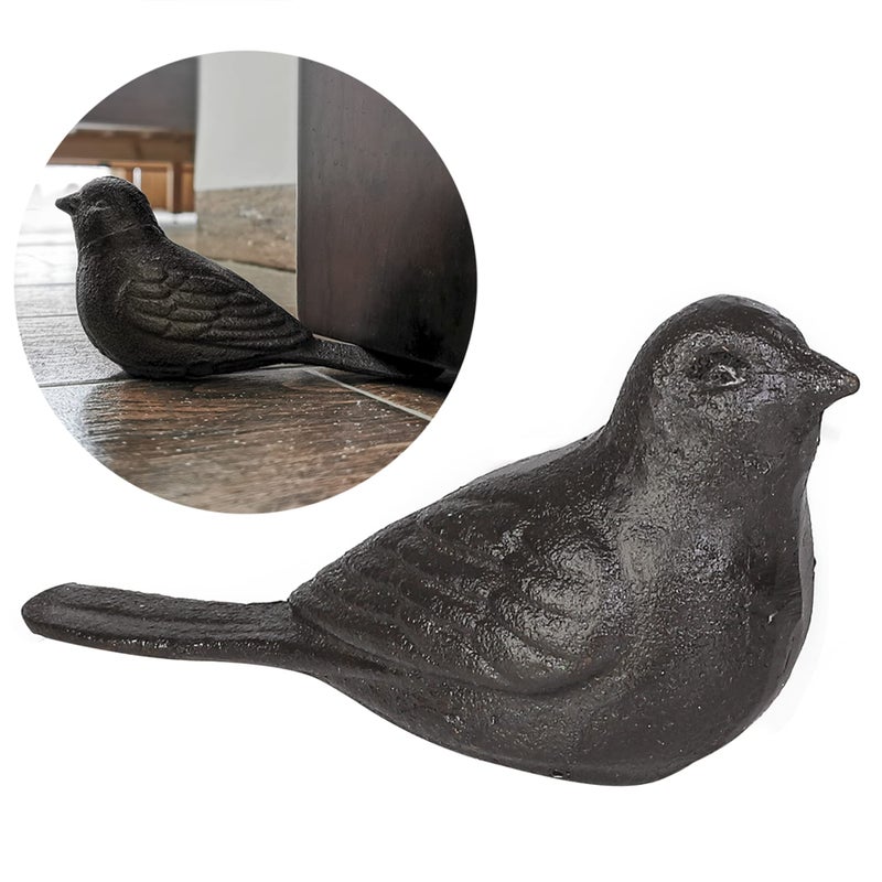 Livfodrm Door Stoppers Floor Decorative Door Stop  Antique Cast Iron Door Stops  Cute Bird Door Stopper Wedge Heavy Duty Doorstop to Keep Door Open  Rustic Dark Brown - Image 1